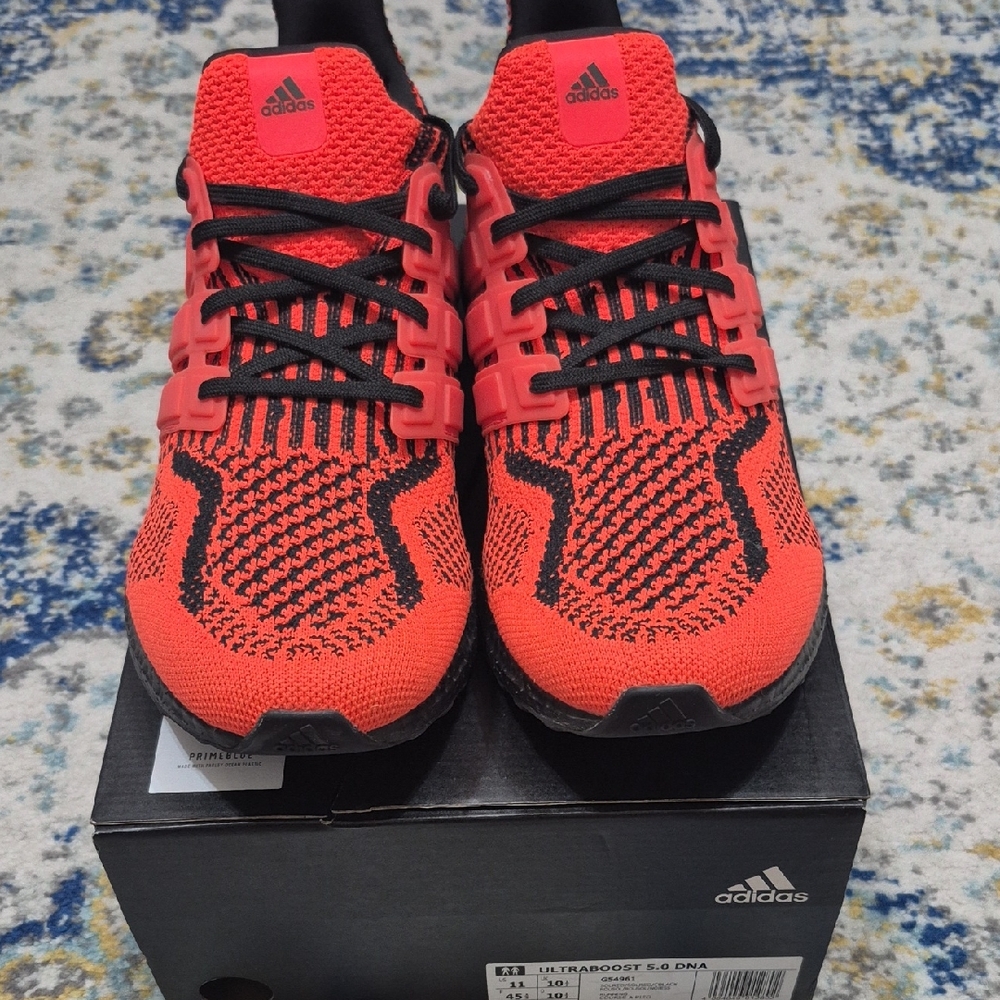 Adidas Mens Bright Red and Black Sneakers